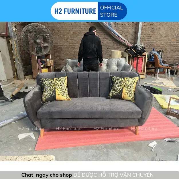 [Freeship HN] Ghế Sofa Stripe H2 Furniture Chất Liệu Vải Nỉ Khung Gỗ Tự Nhiên Đệm Mút Đàn Hồi Bảo Hành 12 Tháng