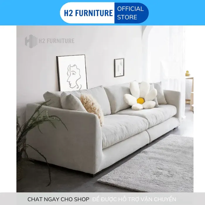 [Freeship HN] Sofa Duker Nỉ Hàn Cao Cấp DK0D9 H2 Furnirure, Sofa Curved Với Chất Liệu Vải Nỉ Cao Cấp Kết Hợp Lò Xo Giàn