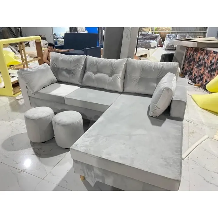 [Freeship HN] Sofa Góc L Kích Thước 2m2x1m4 Bọc Nỉ Màu Sắc Tự Chọn H20L9 Kết Cấu Khung Gỗ Chắc Chắn Cho Phòng Khách