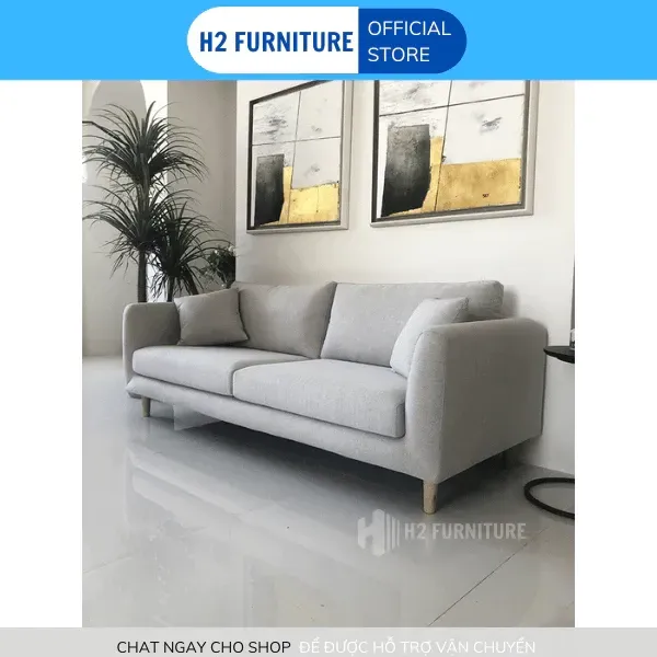 Ghế Sofa Nỉ Cao Cấp H20V6 H2 Furniture Mặt Đệm Êm Ái Đàn Hồi Với Thiết Kế Đơn Giản Phù Hợp Chung Cư Mini, Phòng Ngủ