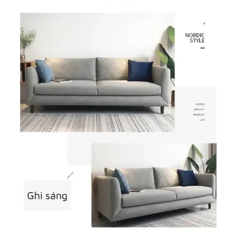 Ghế Sofa Nỉ Cao Cấp H20V6 H2 Furniture Mặt Đệm Êm Ái Đàn Hồi Với Thiết Kế Đơn Giản Phù Hợp Chung Cư Mini, Phòng Ngủ