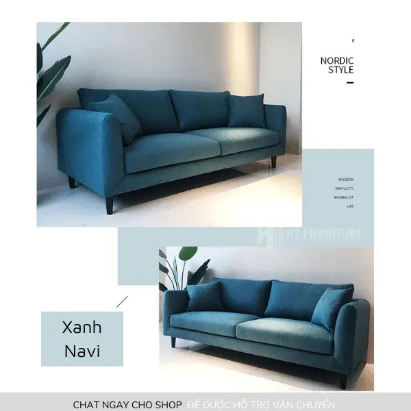 Ghế Sofa Nỉ Cao Cấp H20V6 H2 Furniture Mặt Đệm Êm Ái Đàn Hồi Với Thiết Kế Đơn Giản Phù Hợp Chung Cư Mini, Phòng Ngủ