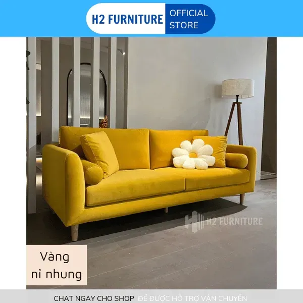 Ghế Sofa Nỉ Cao Cấp H20V6 H2 Furniture Mặt Đệm Êm Ái Đàn Hồi Với Thiết Kế Đơn Giản Phù Hợp Chung Cư Mini, Phòng Ngủ