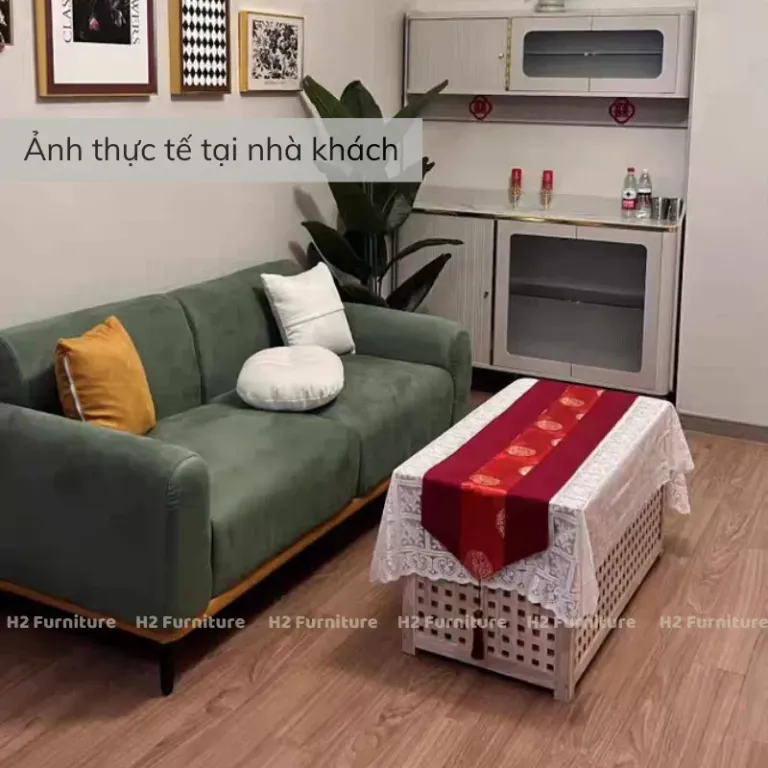 Ghế Sofa Nỉ Tặng Đôn Tròn Sofa Cùng Màu Ghế