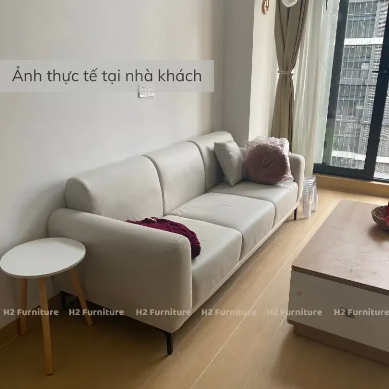 Ghế Sofa Nỉ Tặng Đôn Tròn Sofa Cùng Màu Ghế