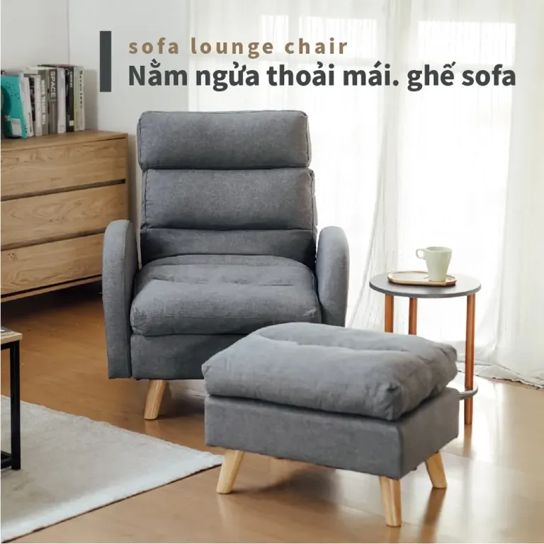 Ghế Sofa Thư Giãn - RICHOME P-R-SF066GR - Thiết Kế Ngả Lưng Đến 180 Độ, Đôn Rời Tiện Lợi, Sang Trọng