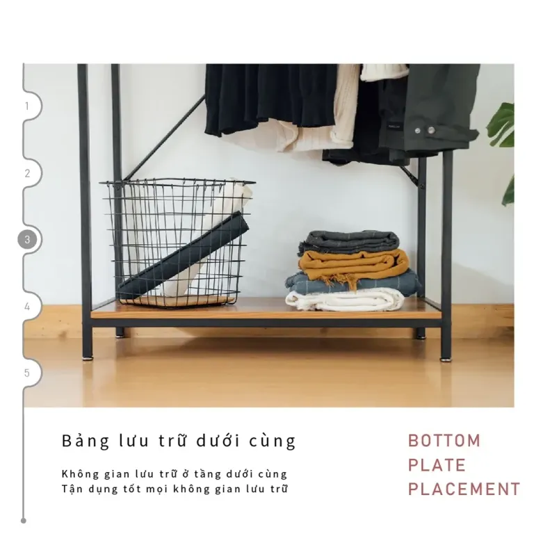 Giá Treo Quần Áo Kết Hợp Kệ Để Đồ Phía Trên RICHOME WA211-1 Size To, Khung Sắt Chắc Chắn (Mẫu Mới)