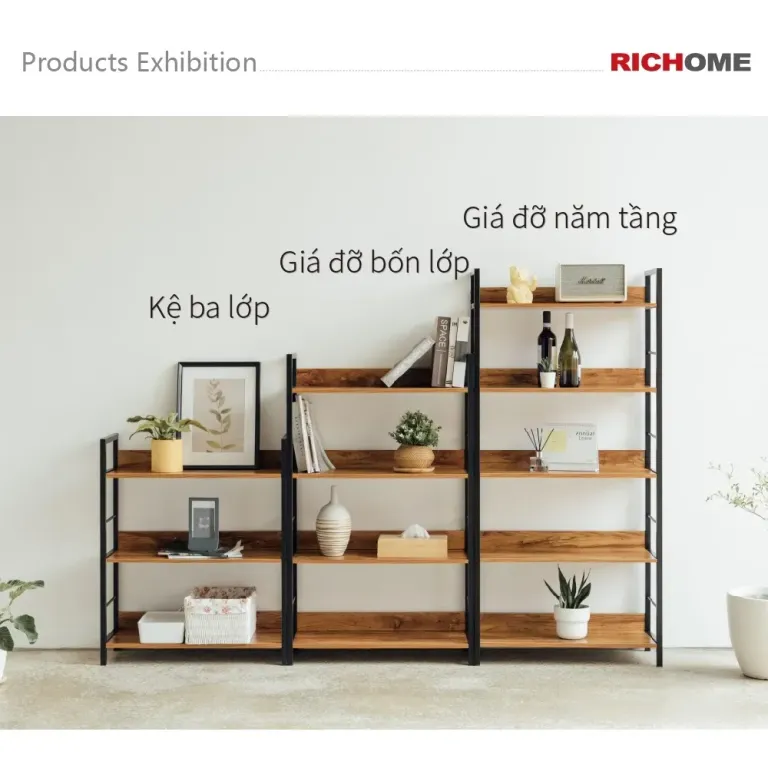 Kệ Để Đồ Đa Năng 5 Tầng RICHOME SH518-1, Mặt Gỗ MDF Phủ Melamin Chống Trầy Xước, Thiết Kế Sang Trọng