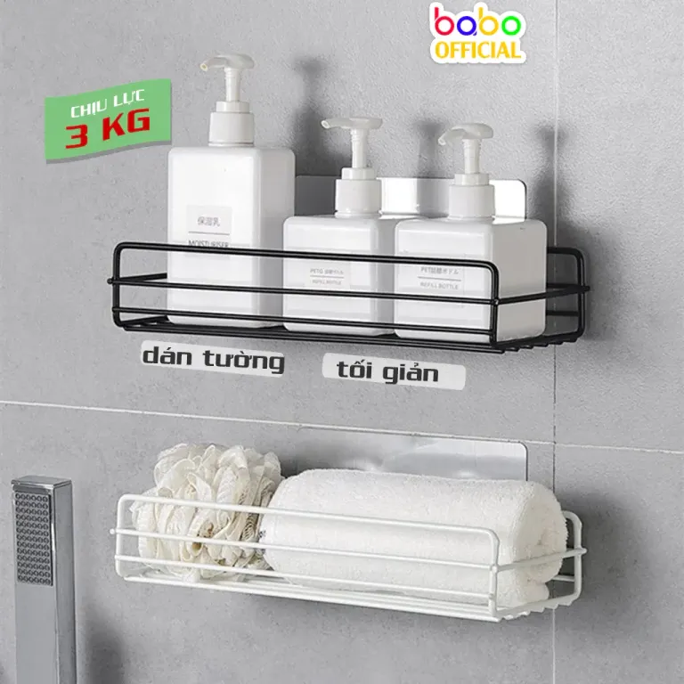 Kệ Để Đồ Phòng Tắm Bằng Sắt Rèn Đựng Dầu Gội Sữa Tắm Giá Nhà Vệ Sinh Treo Dính Tường Phong Cách Tối Giản Babo (TB26)