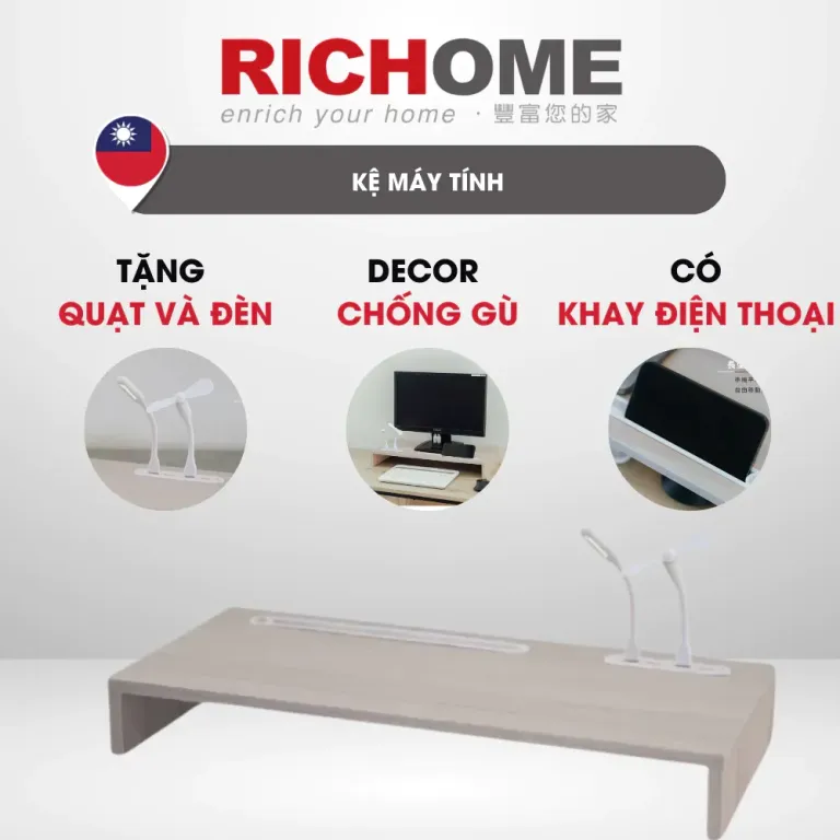 Kệ Để Máy Tính, Kệ Decor Bàn Học Chống Gù Ván Melamine Chống Xước, Nổ Thiết Kế Sang Trọng - RICHOME SH613