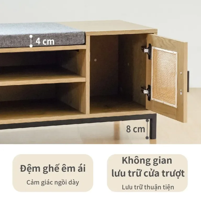 Kệ Giày Dép Đa Năng Kết Hợp Ghế Ngồi, Kệ Giày Dép 2 Tầng, Giá Để Giày Dép Tiện Lợi, Chắc Chắn - RICHOME SC225