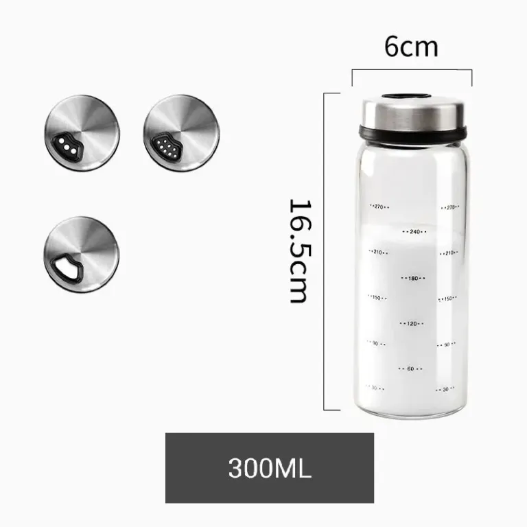 Lọ Đựng Gia Vị Thủy Tinh 200ML Nắp Xoáy Inox Cao Cấp