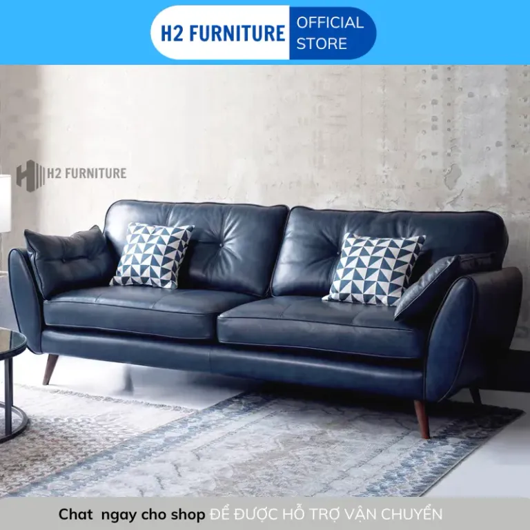 [Miễn Ship HN] Ghế Sofa Da Tay Nhót H2 Furniture Dành Cho 3 Đến 4 Người Ngồi Bảo Hành 1 Năm