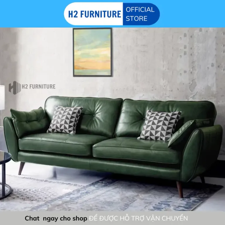 [Miễn Ship HN] Ghế Sofa Da Tay Nhót H2 Furniture Dành Cho 3 Đến 4 Người Ngồi Bảo Hành 1 Năm