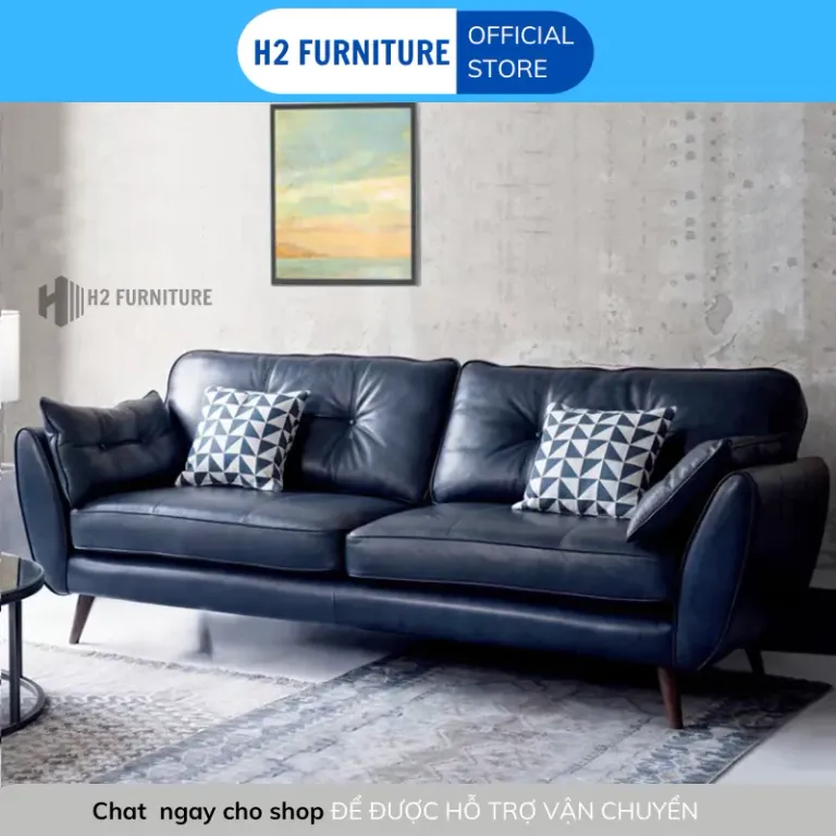 [Miễn Ship HN] Ghế Sofa Da Tay Nhót H2 Furniture Dành Cho 3 Đến 4 Người Ngồi Bảo Hành 1 Năm