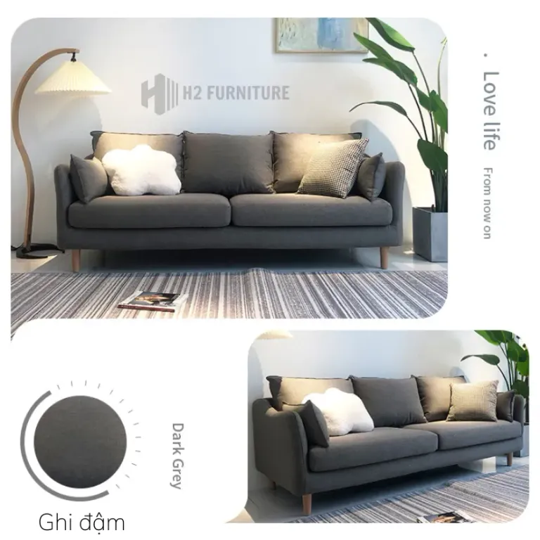 [Miễn Ship HN] Ghế Sofa H20V8 Bọc Nỉ Cao Cấp Màu Sắc Tự Chọn - Dễ Dàng Tháo Ra Vệ Sinh - Đệm Ngồi Êm Ái Đàn Hồi