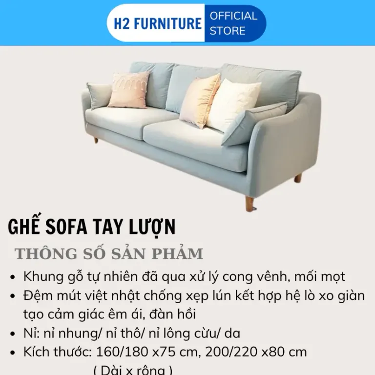 [Miễn Ship HN] Ghế Sofa H20V8 Bọc Nỉ Cao Cấp Màu Sắc Tự Chọn - Dễ Dàng Tháo Ra Vệ Sinh - Đệm Ngồi Êm Ái Đàn Hồi