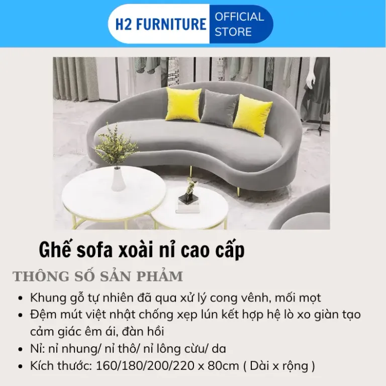 [Miễn Ship HN] Ghế Sofa Xoài Nỉ Cao Cấp / Sofa Cong Decor Đủ Màu Sắc Và Kích Thước Theo Yêu Cầu