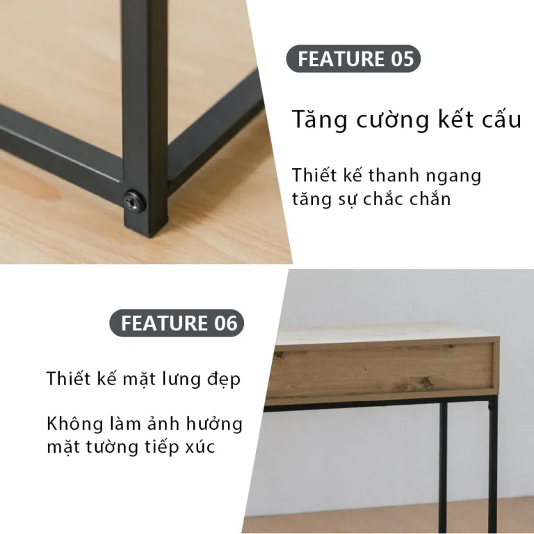 Tab Đầu Giường, Bàn Làm Việc. Khung Sắt Chắc Chắn RICHOME DE316, Thiết Kế Hiện Đại, Sang Trọng