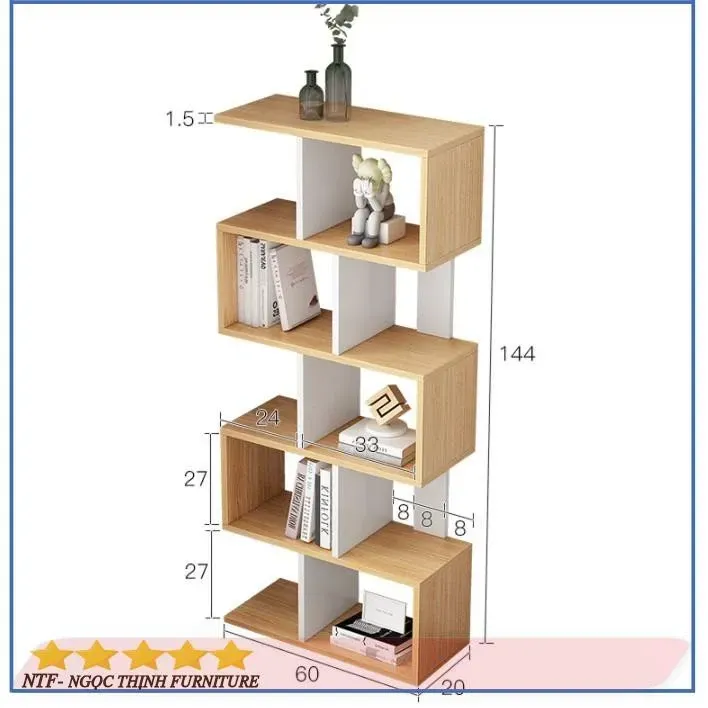 Kệ Sách, Kệ Trang Trí Để Sàn Ziczac Cao Cấp Thương Hiệu NTF-99 NTFurniture