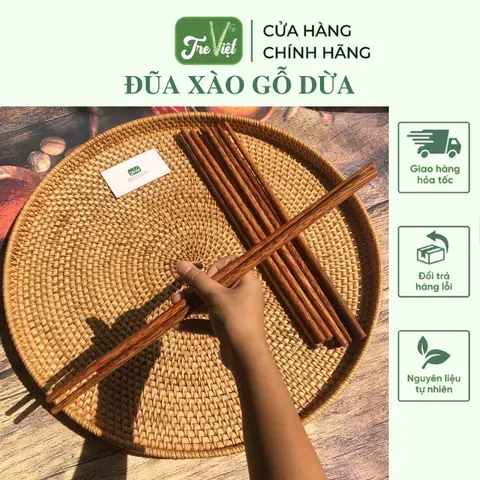 Đũa Cái - Đũa Chiên Xào Gỗ Dừa L38.5cm - Coconut Wooden Chopsticks