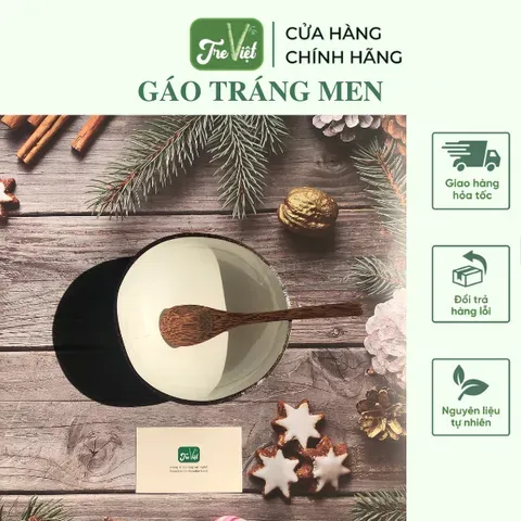 Gáo Dừa Tráng Men Sứ Trắng Thủ Công - Coconut Bowl