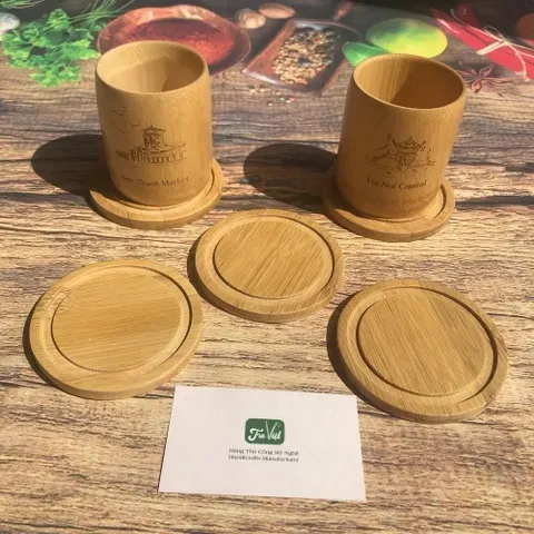 Lót Ly Tròn Có Rãnh - Lót Ly Bằng Tre D9cm - Bamboo Coaster