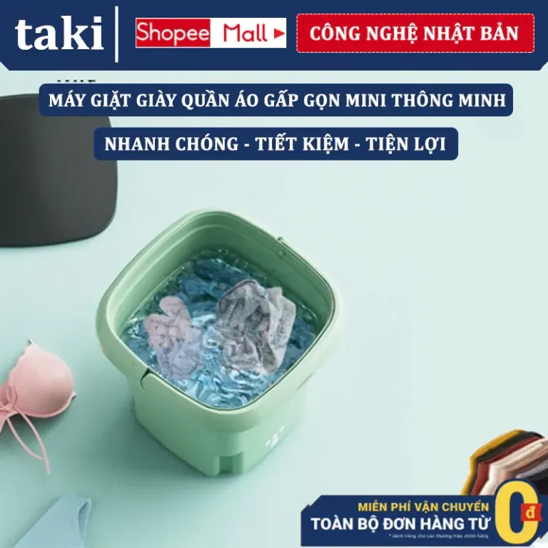 Máy Giặt Gấp Gọn, Máy Giặt Du Lịch, Máy Giặt Mini Gấp Gọn Giặt Đồ Lót Tất Vớ, Vắt Khô Khử Khuẩn Tiện Dụng