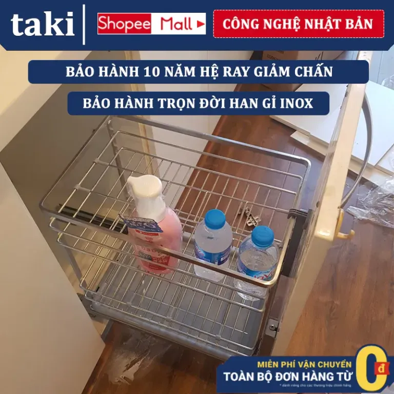 {Nhập Khẩu} Kệ Đựng Chai Lọ, Kệ Gia Vị Tủ Bếp INOX Không Gỉ 304 Cao Cấp Ray Giảm Chấn - Bảo Hành Vĩnh Viễn - Có Thợ Lắp