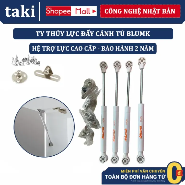 {Nhập Khẩu} Ty Thủy Lực Giảm Chấn Hiệu Blumk, Pít Tông Cánh Tủ, Tay Nâng Piston Thủy Lực, Tay Nâng Cánh Tủ - Có Thợ Lắp