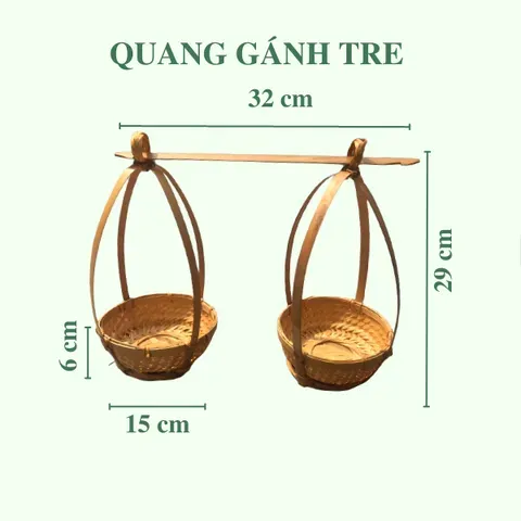 Quang Gánh Mini Trang Trí Decor Dễ Thương Chụp Ảnh - Quang Gánh Tre Mini Hun Khói