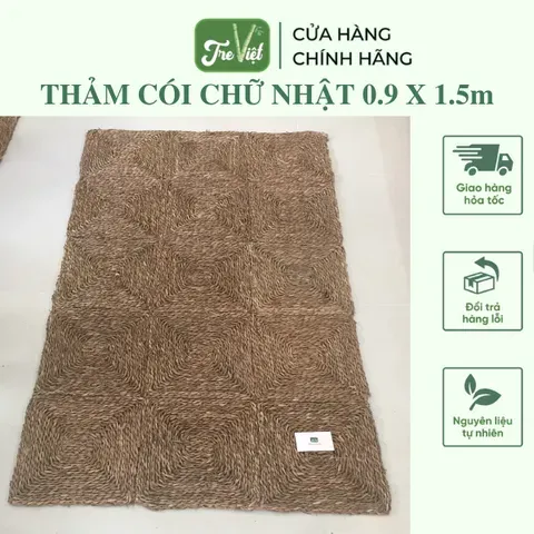 Thảm Cói Chữ Nhật 0.9x1m5 - Thảm Trải Sàn, Trang Trí Nhà Cửa