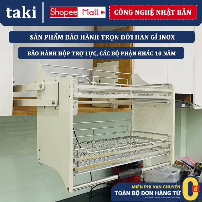 Trọn Bộ Kệ Chén Nâng Hạ CELANEO GRAY - WHITE - Bản Cao Cấp 2025, Giá Bát Nâng Hạ INOX 304 - Bảo Hành Máy 10 Năm