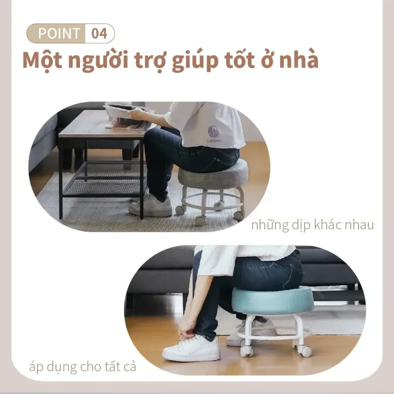 Ghế Đẩu Tròn, Ghế Gác Chân Văn Phòng, Ghế Để Chân RICHOME CH1419 Ghế Đẩu Chân Xoay Nhỏ Gọn, Tiện Lợi