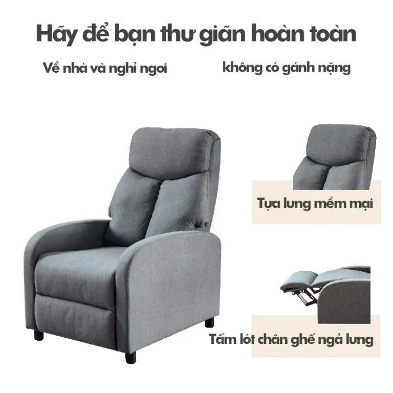 Ghế Sofa Thư Giãn RICHOME SF001GR/SF075 Thiết Kế Ngả Lưng 155 Độ Mêm Mại, Đa Năng Và Sang Trọng