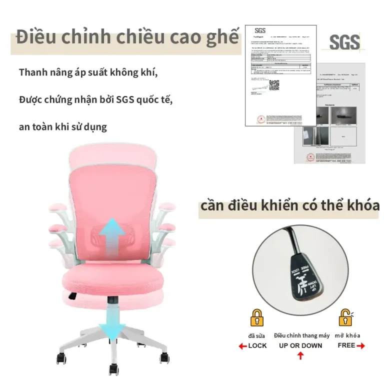 Ghế Văn Phòng Công Thái Học RICHOME CH1402, Tay Gập, Điều Chỉnh Lưng, Chống Gù. Hàng Nhập Khẩu