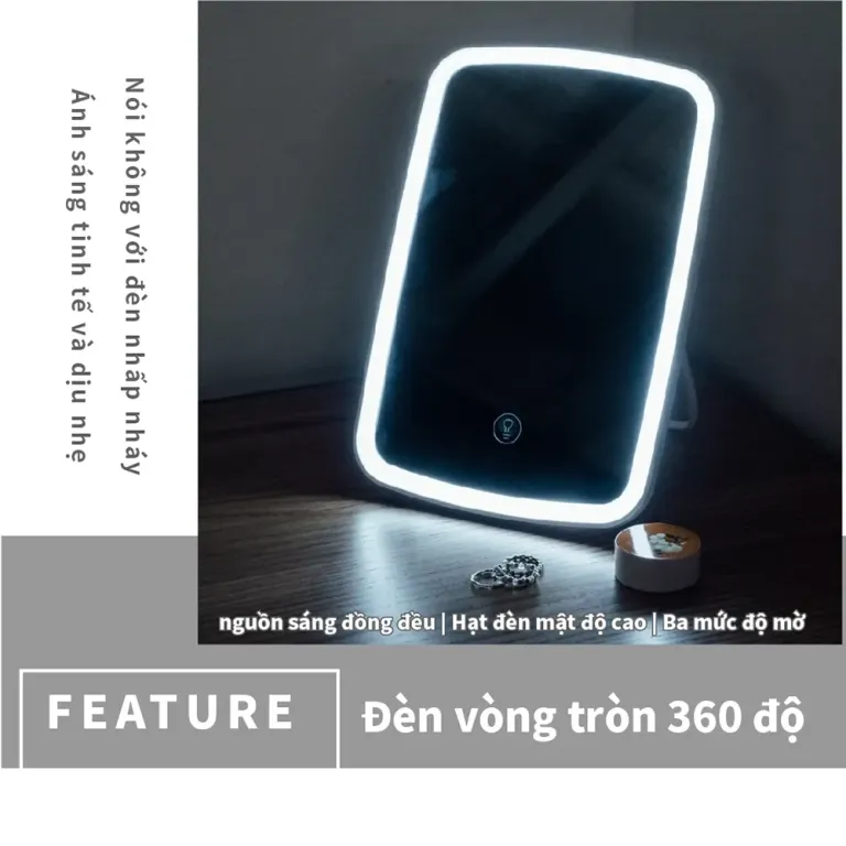 Gương Decor Trang Trí MR148 Gương Có Đèn LED, Nút Cảm Biến Tắt Bật RICHOME