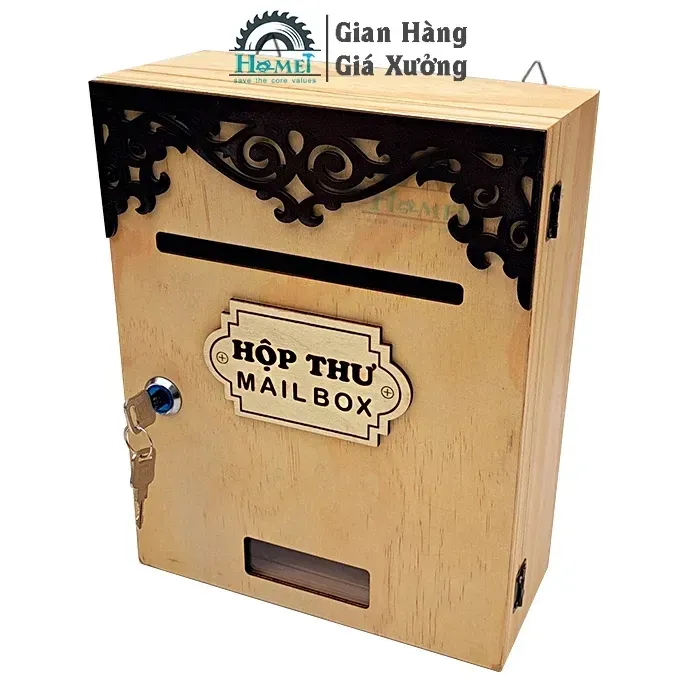 Hòm Thư Góp Ý - Hộp Thư Góp Ý Bằng Gỗ Trang Trí Nhà Cửa ( HAMET_HTGY ) - Khắc Thông Tin Theo Yêu Cầu