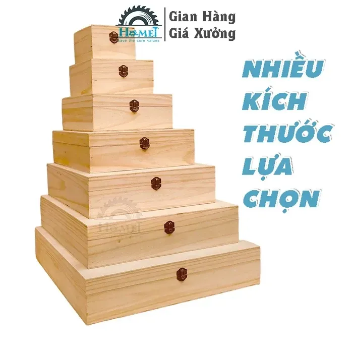 Hộp Đựng Quà Bằng Gỗ Cao Cấp 6cm (HAMET_HGT) Có Khóa Và Bản lề Chắc Chắn. Mẫu Đẹp, Sang Trọng, Hộp Nhiều Size