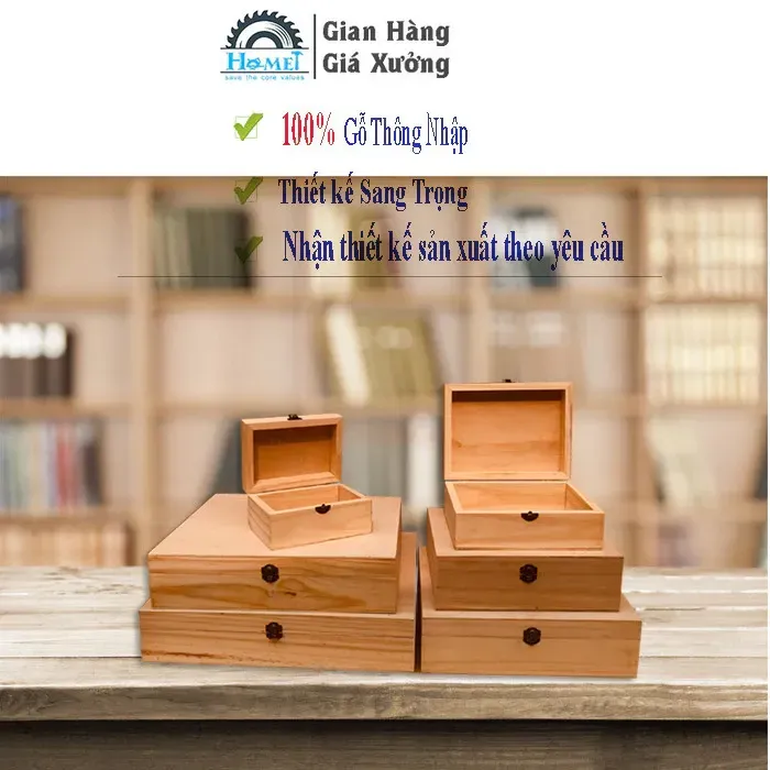 Hộp Gỗ Đựng Quà Tặng Cao Cấp 13cm HAMET. Thiết Kế Đẹp, Sang Trọng. Hộp Có Nhiều Kích Thước Từ Nhỏ Đến Lớn.