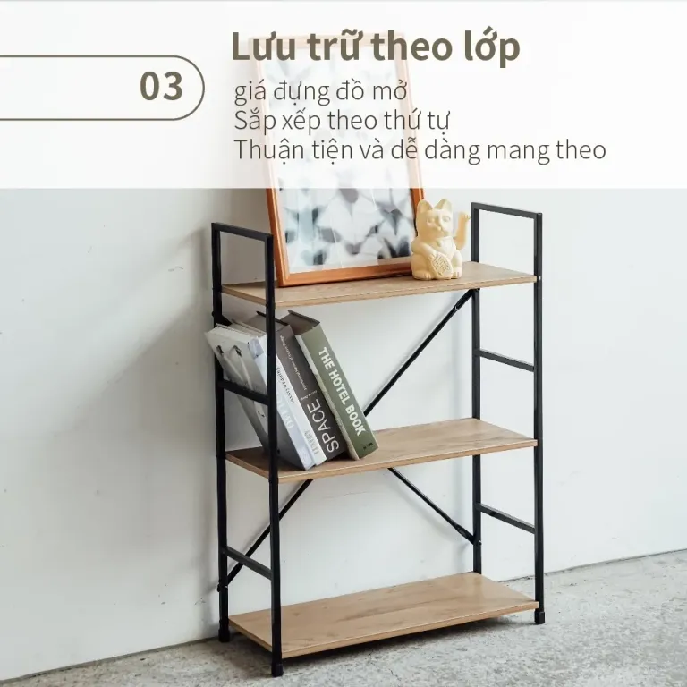 Kệ Để Đồ Đa Năng 3 Tầng,Kệ Trưng Bày Chân Sắt Chắc Chắn RICHOME SH605, Thiết Kế Hiện Đại, Sang Trọng