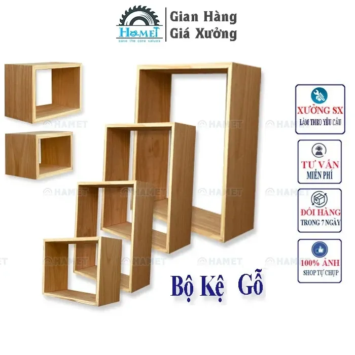 Kệ Gỗ Trang Trí Phòng Khách (HAMET_BKGBO6) Thiết Kế Đa Dụng, Chất Gỗ Tự Nhiên Mang lại Sự Thanh Lịch