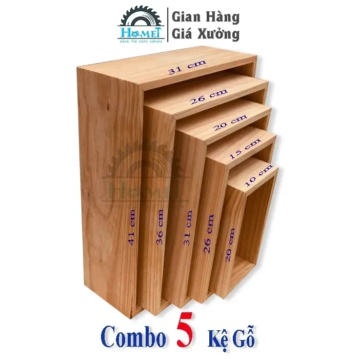 Kệ Gỗ Vuông Gắn Tường Decor HAMET Chất Gỗ Dày Dặn Giúp Không Gian Sống Thanh Lịch Ấm Áp