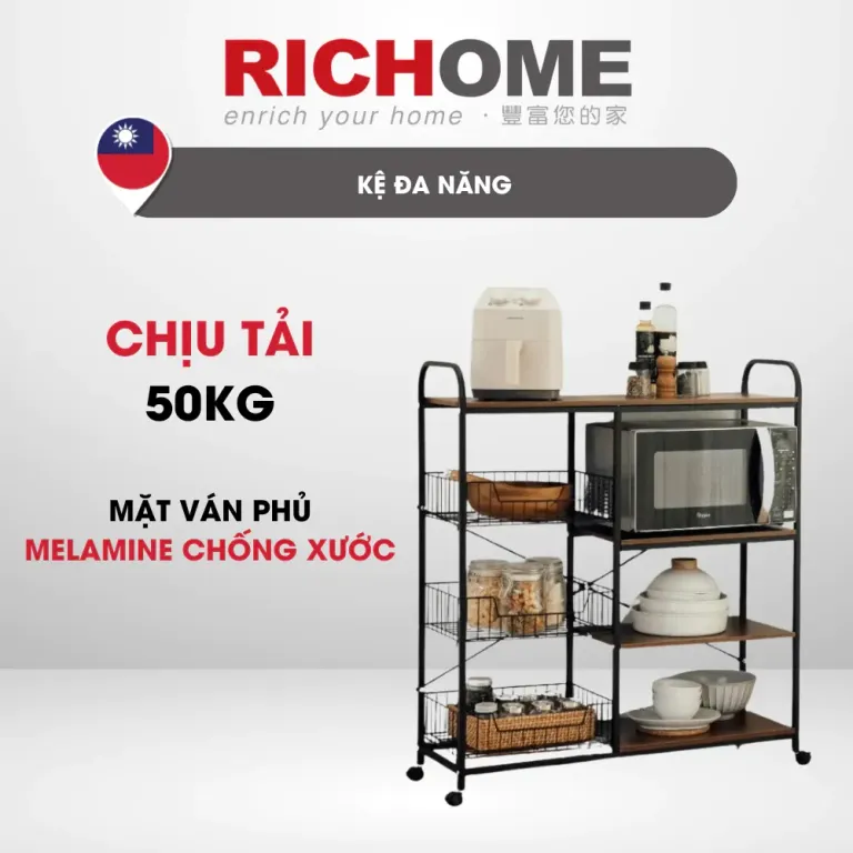 Kệ Nhà Bếp, Kệ Bếp Đa Năng Ván MDF Phủ Melamine Chống Xước, Kệ Bếp Đa Năng Thông Minh RICHOME SH549