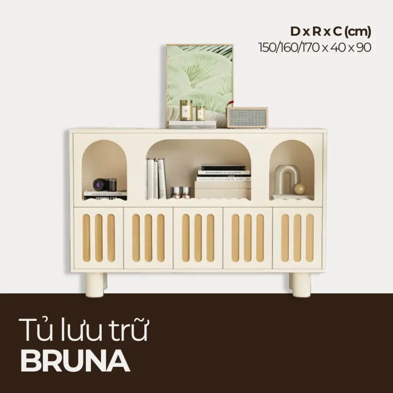 BRUNA, Tủ Lưu Trữ 5 Cánh Phủ Sơn 2K, TLT_028, 150x40x90cm, Nội thất HGF