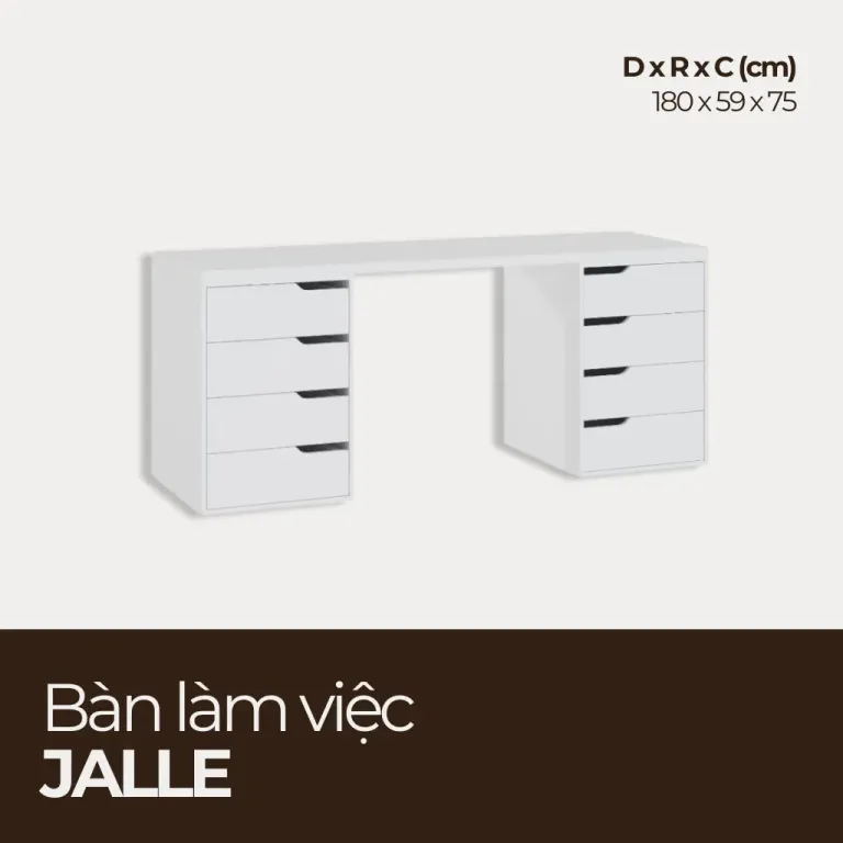 JALLE, Bàn Làm Việc - Bàn Học Hiện Đại Đa Năng, BLV_019, 180x59x75cm , Nội thất HGF HOANG GIANG