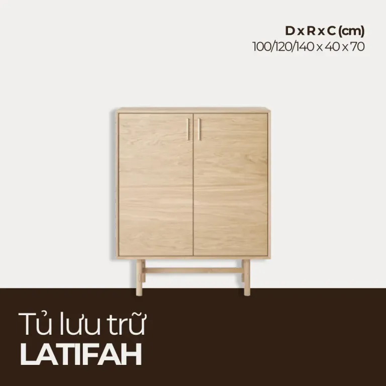 LATIFAH, Tủ Lưu Trữ 2 Cánh Phong Cách Japandi, TLT_041, Chiều dài x 40 x 70 cm, Nội thất HGF