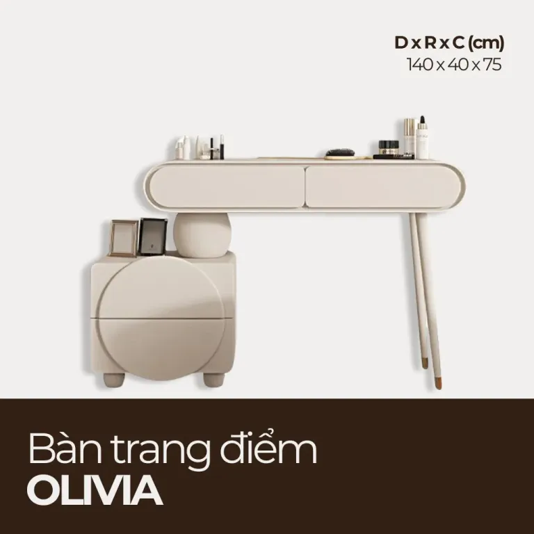 OLIVIA, Bàn Trang Điểm Phong Cách Hiện Đại Độc Đáo, BTD_018, 140x40x75cm, Nội thất HGF