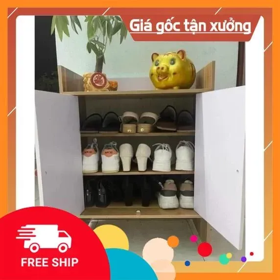 Tủ Giày Gỗ Kệ Để Dép Đa Năng, Tủ Có Cửa Đựng Đồ Tiện Ích