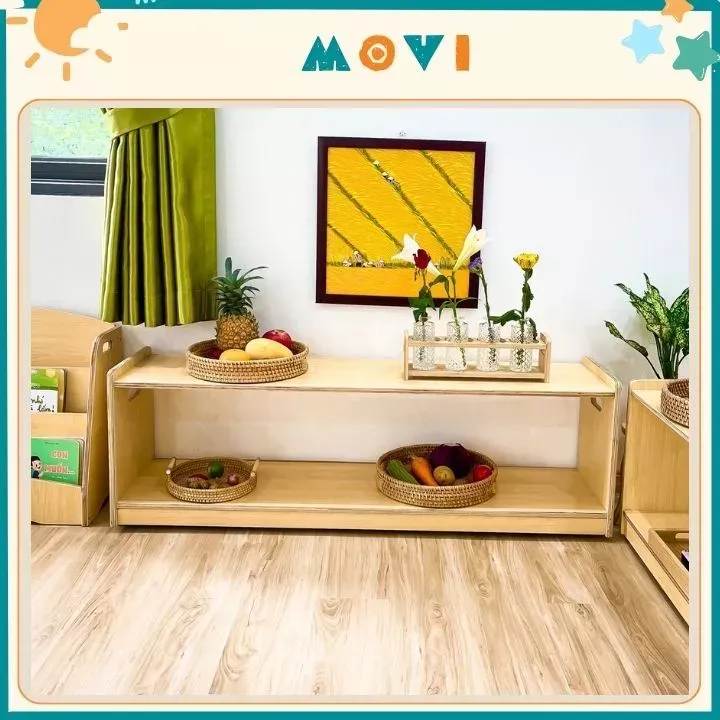 Kệ đồ chơi, giá để đồ chơi, kệ giáo cụ gỗ plywood Movi